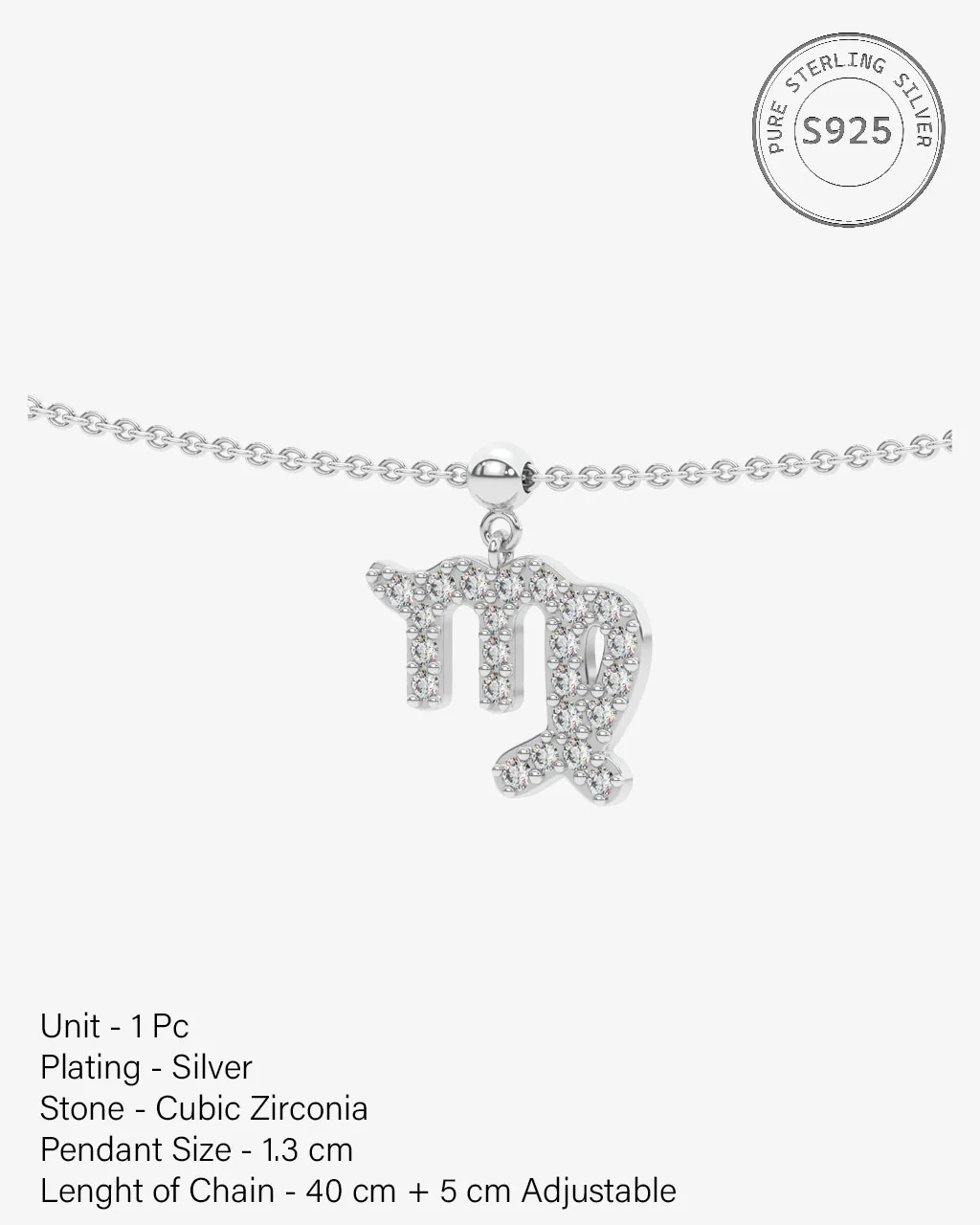 Virgo Stone Pave Zodiac Necklace - Image 5